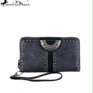 Tooled Leather Montana West Wristlet Western Billfold